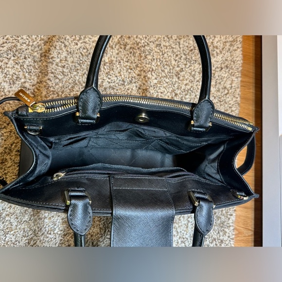 Michael Kors Karla Medium EW Leather Satchel Bag Black - Picture 10 of 12